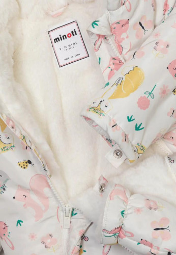 Kombinéza kojenecká zimní podšitá chlupem, Minoti, Butterfly 3, růžová