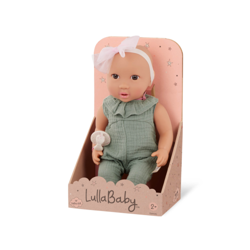 Panenka 35 cm v overalu s čelenkou LullaBaby