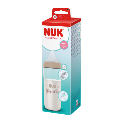 Láhev s kontrolou teploty Perfect Match XL monkey 360 ml Nuk