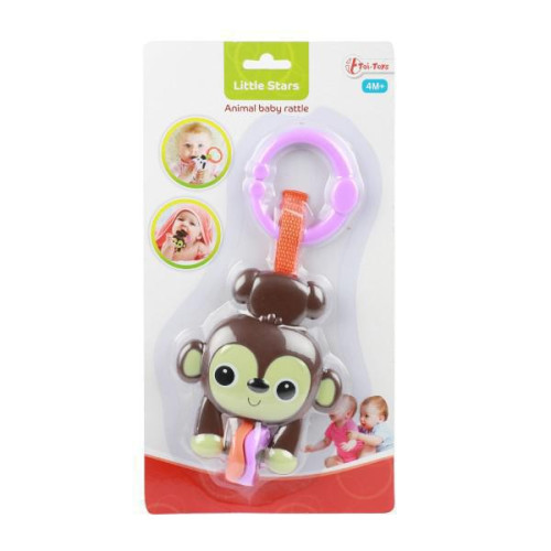 Chrastítko/Kousátko zvířátko plastové 19 cm 4 m+