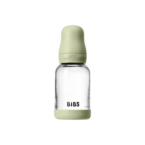 Antikoliková skleněná láhev s kaučukovým dudlíkem 120 ml Bibs