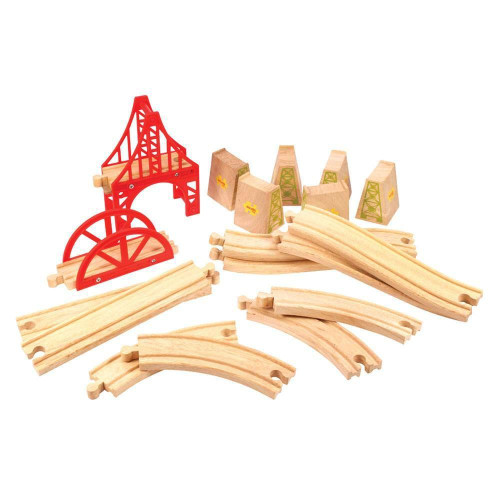 Dřevěné koleje set most 18 dílů Bigjigs Rail