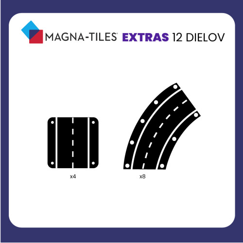 Magnetická stavebnice Xtras Roads 12 dílů Magna Tiles
