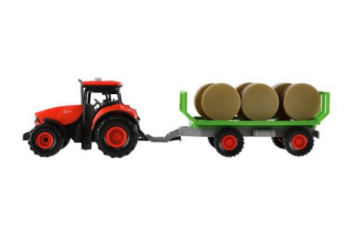 Traktor Zetor s vlekem a balíky plast 36 cm na setrvačník