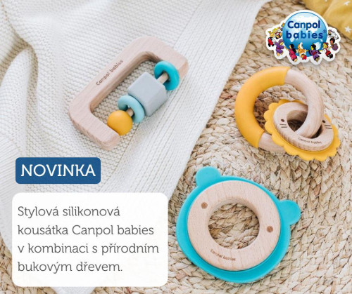 Dřevěno-silikonové kousátko Lvíček Canpol babies