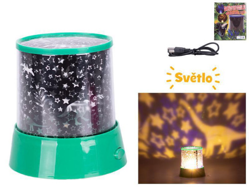 Dinoworld lampička/projektor 12 cm 360° na baterie, se světlem měnící barvu