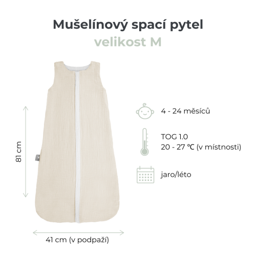 Letní a jarní lehký mušelínový spací pytel Sleepee Nature