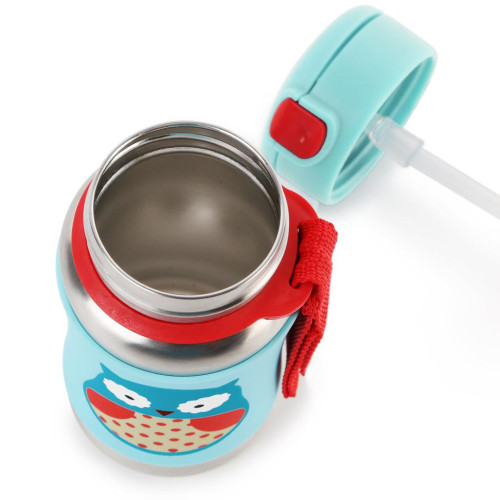 Nerezová láhev na vodu SKIP HOP Zoo s brčkem 350 ml