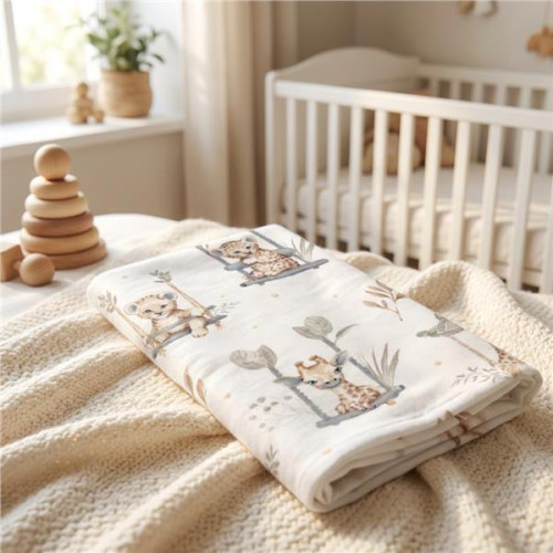 Flanelová plena s potiskem ZOO beige New Baby