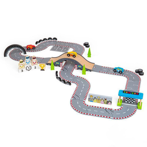 Dřevěná autodráha závodní den Bigjigs Rail
