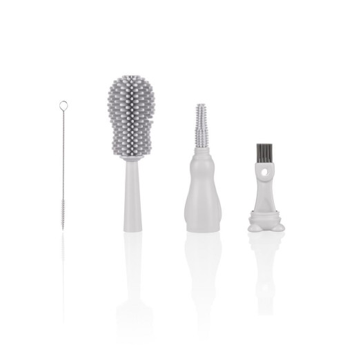 Silikonový kartáč na dětskou lahev 3 v 1 Light Grey Zopa