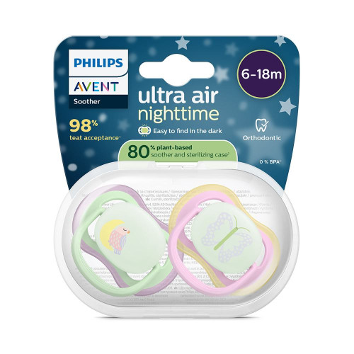Šidítko Ultra air noční 6-18 m dívka, 2 ks Philips Avent