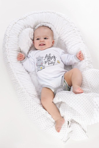 Body s potiskem New Baby Ahoj, jsem tady! - dárkové balení
