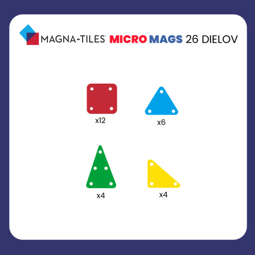 Magnetická stavebnice microMAGS Travel Set 26 dílů