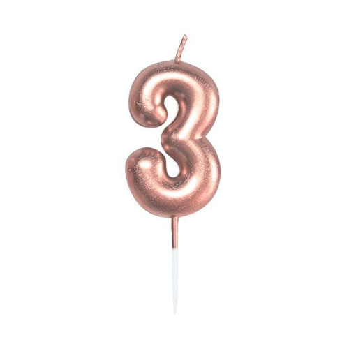 Svíčka dortová rose gold 5 cm