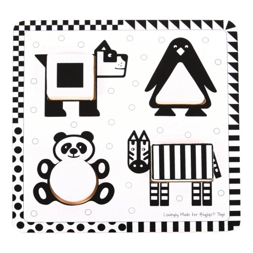Dřevěné vkládací puzzle černobílé tvary 1 Bigjigs Toys