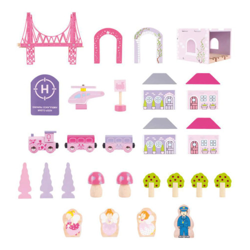 Dřevěná velká vláčkodráha princezny Bigjigs Rail