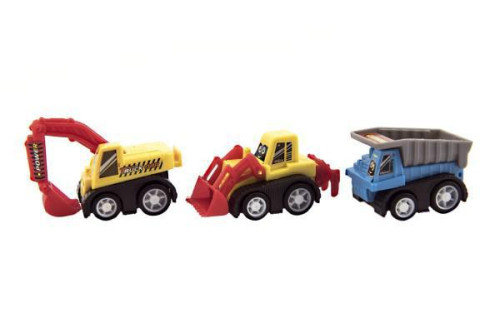 Sada auto mini 5 cm stavební stroje 6 ks