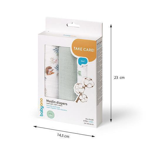 Mušelínové plenky Super Soft růžové 3 ks 70x70 cm BabyOno