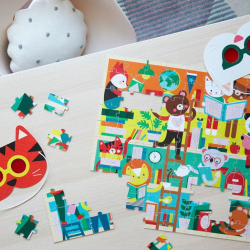 Puzzle knihovna 100 ks s 3D brýlemi Petit Collage