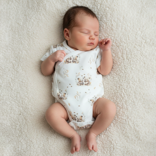 Kojenecké body zavinovací krátký rukáv Medvídci Baby Service