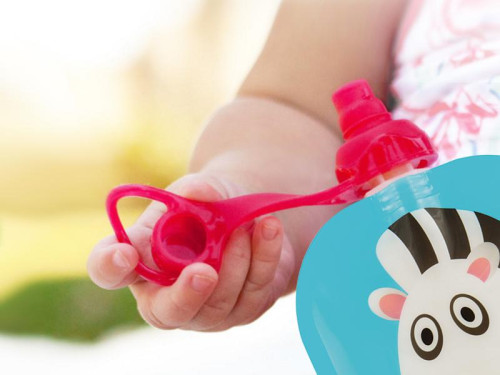 Kapsičky na dětskou stravu pro opakované použití Zebra&Me 6 ks + náustek ZDARMA