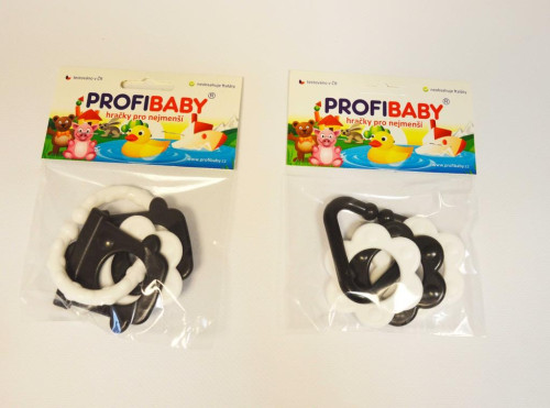 Profibaby Baby kousátko s klipem černobílé
