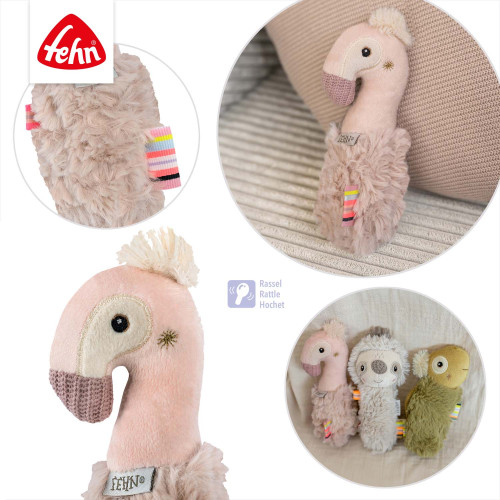 Chrastítko do ruky plameňák, Pink Baby Fehn