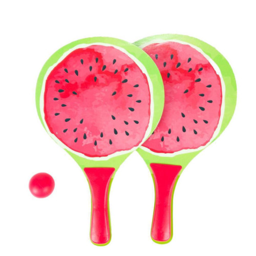 Sada na plážový tenis ovoce dřevěné 38 cm 2 pálky + 1 míček