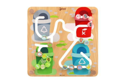 Vkládačka/edukační labyrint Město/Recyklace 2v1 dřevěný