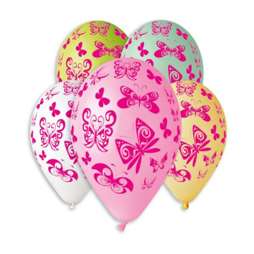 Balonek/Balonky nafukovací motýl 12'' průměr 30 cm 5 ks