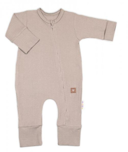 Rostoucí žebrovaný overálek, čepička a botičky Nature - toffi Baby Nellys