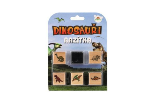 Razítka dřevěná 5+1 s poduškou dinosauři
