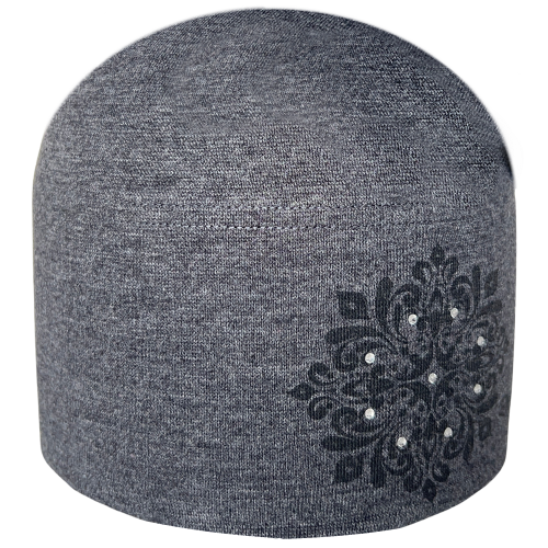 Podzimní čepice Mandala s kamínky Šedá