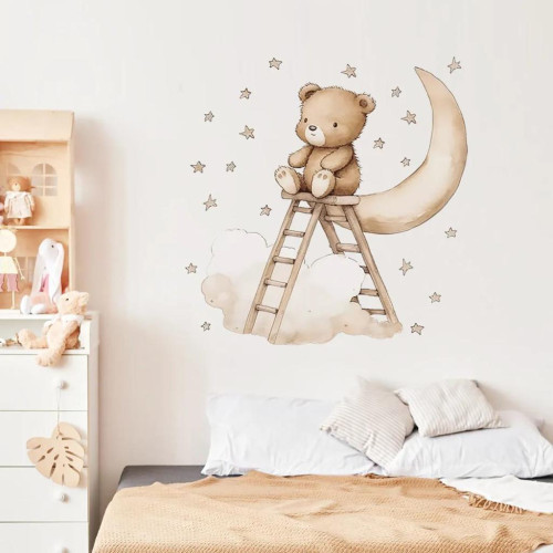 Nástěnné samolepky do dětského pokoje Teddy bear on a ladder Sipo