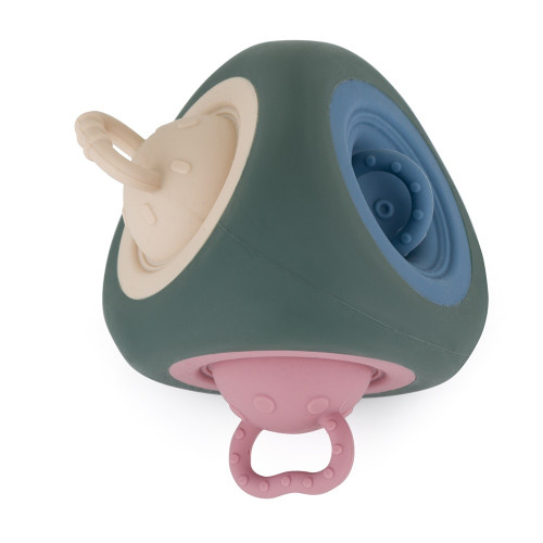 Hračka silikonová Pop Up Triangle Misty Green 10 m+ Petite&Mars