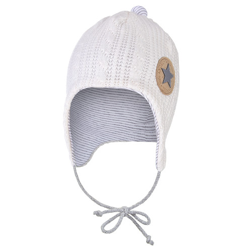 Čepice podšitá zavazovací Outlast® Off White/pruh bílošedý melír
