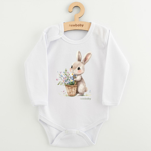 Dětské body s potiskem New Baby Králíček s květinkami