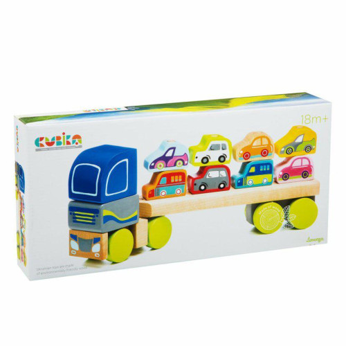 Kamion s auty - dřevěná skládačka Cubika