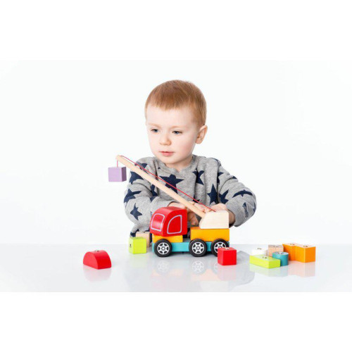 Autojeřáb s magnetem - dřevěná skládačka Cubika