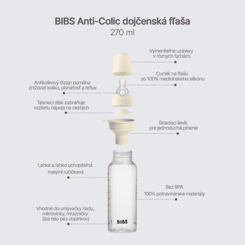 Antikoliková láhev se silikonovým dudlíkem 270 ml Bibs