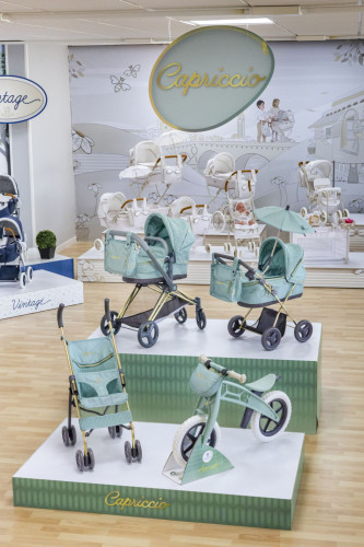 Skládací kočárek pro panenky 3 v 1 s taškou Capriccio 73 cm DeCuevas