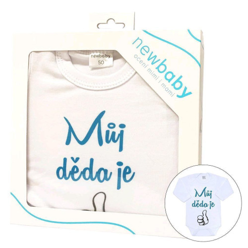 Body s potiskem New Baby Můj děda je jednička - dárkové balení