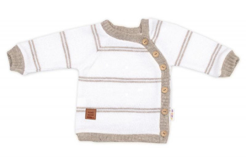 Pletená sada pro miminko s jemným proužkem 3dílná lux béžová - bílá Baby Nellys
