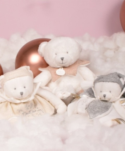 Dárková sada Plyšový medvídek s dečkou 30 cm růžový Doudou