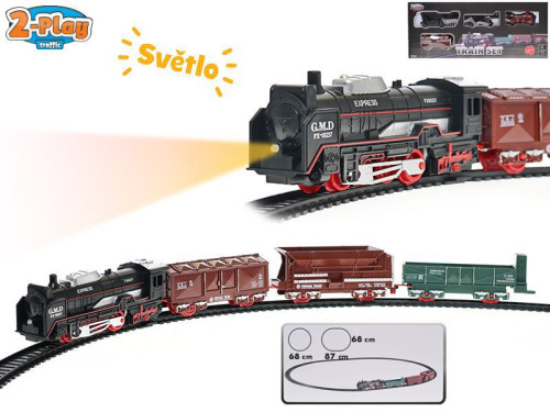2-Play Traffic vlak 45 cm + 3 vagóny s dráhou na baterie se světlem