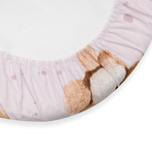 Bavlněné prostěradlo do kočárku Love Teddy Bear 35x75 cm pink New Baby
