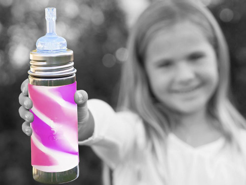 Nerezová láhev s brčkem s membránou 325 ml Pura
