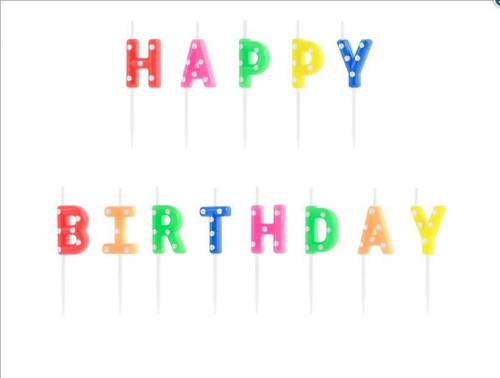 Svíčky "Happy Birthday" barevné