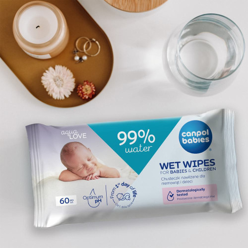 Dětské vlhčené ubrousky 99 % vody 60 ks Canpol babies